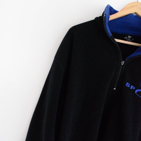 VTG '97 Warner Brothers Studio Store Navy Blue Wb Sport Half Sip Fleece Sweater - Picture 10 of 13